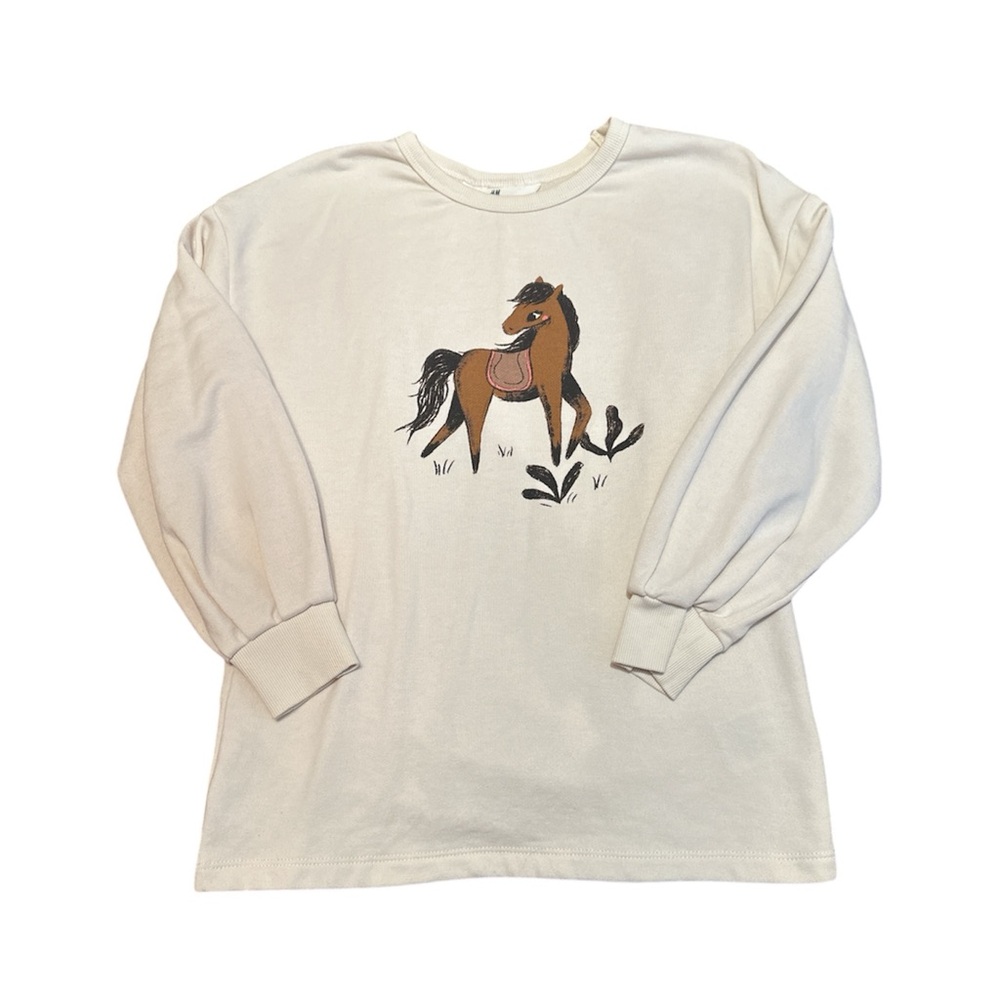 Girls French Terry Sweatshirt with Horse Graphic